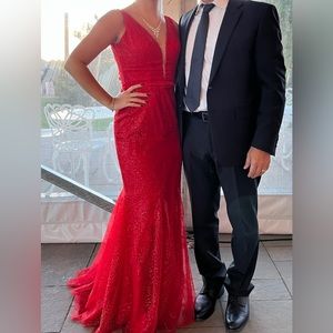 Beautiful red formal evening gown for sale
